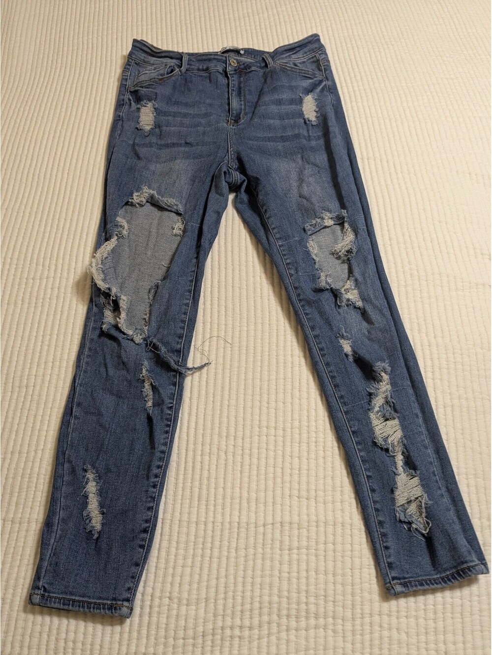 Wax Jean Collection Men's Distressed Blue Denim Jeans Size 1X